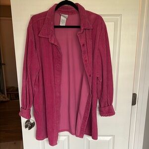 Pink Corduroy Button-Up Shirt